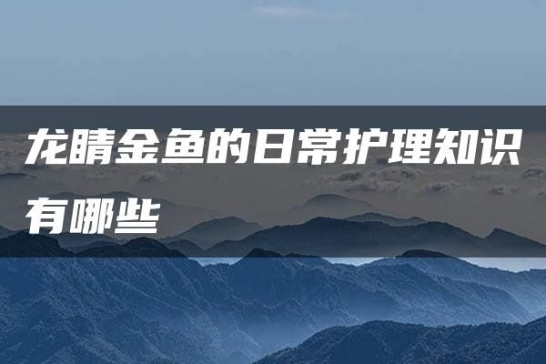 龙睛金鱼的日常护理知识有哪些