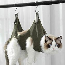 TANGQI 汤琪 宠物美容打针吊床猫咪狗狗指甲修剪中小型猫狗剪喂食物吊床宠物用 绿色S建议14斤内