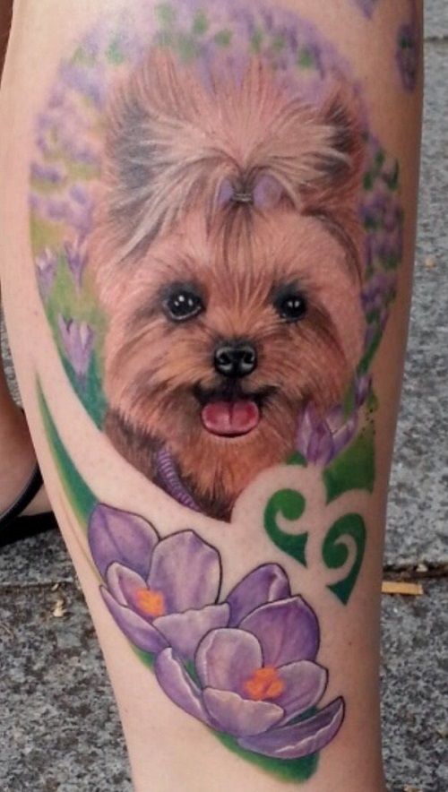 Tatuaje de perro fallecido realista