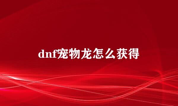 dnf宠物龙怎么获得