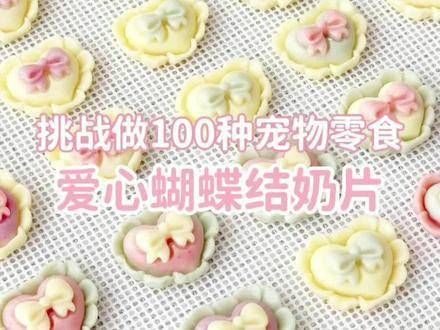 100种自制宠物零食挑战 | 2️⃣2️⃣爱心蝴蝶结奶片!