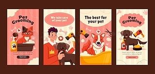手绘宠物美容 instagram 故事模板手势手掌