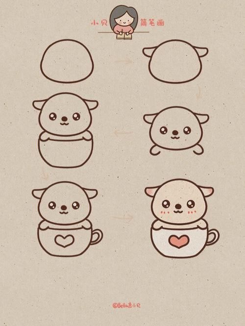 小贝简笔画狗狗茶杯犬
