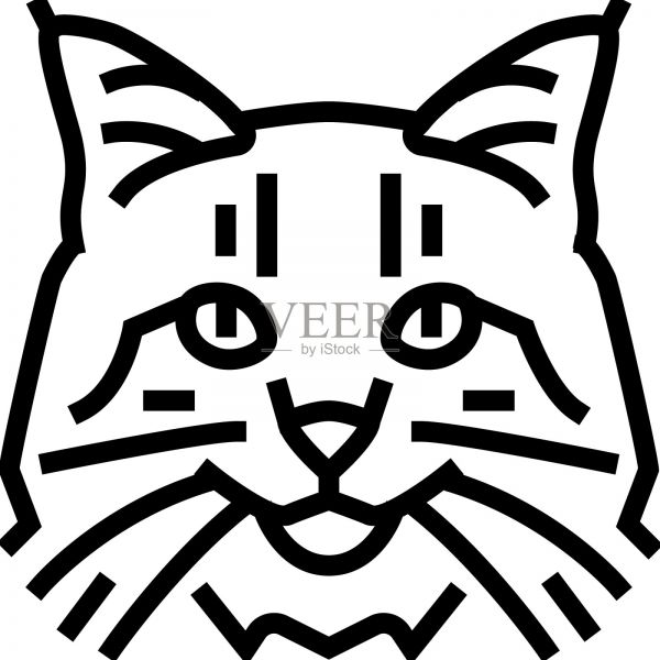 挪威森林猫可爱的宠物线图标设计元素图片