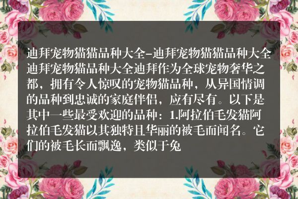 迪拜宠物猫猫品种大全-迪拜宠物猫猫品种大全