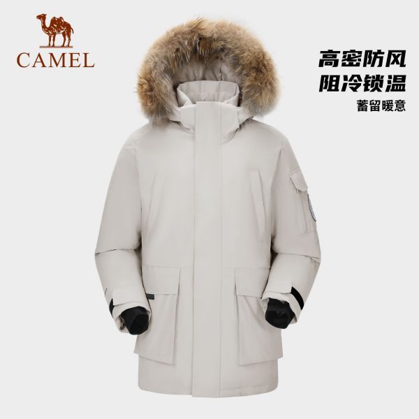骆驼！【拒水绒】派克工装羽绒服