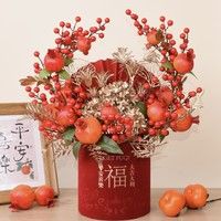 年宵花仿真石榴红果福桶 