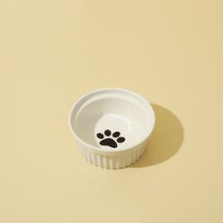春巴尼巴猫碗陶瓷猫食盆猫咪饭碗双碗斜口狗狗碗喝水碗保护颈椎防打翻用品 猫爪碗