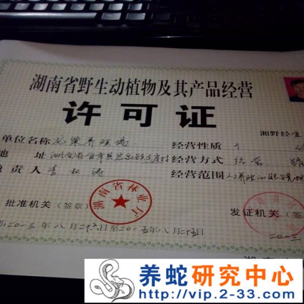养蛇 证