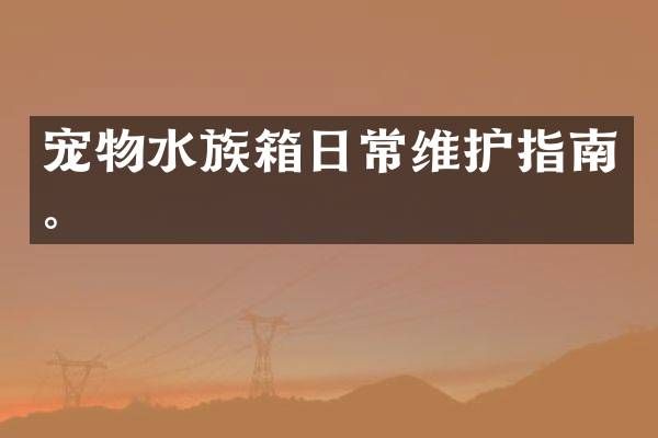 宠物水族箱日常维护指南。
