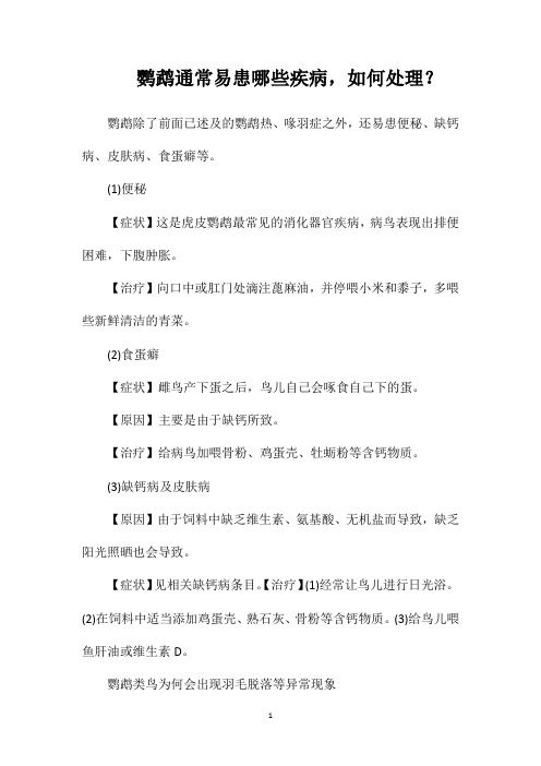 鹦鹉通常易患哪些疾病,如何处理？