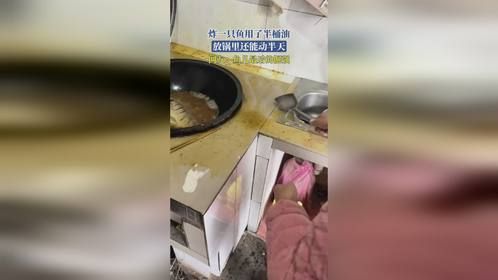 炸一只鱼用了半桶油，放锅里还能动半天，网友：鱼儿最后的倔强