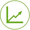 Icon of graph trending upwards.