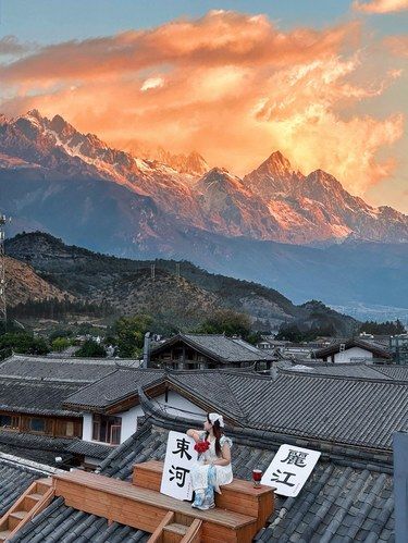丽江绝美屋顶咖啡！玉龙雪山尽收眼底️
