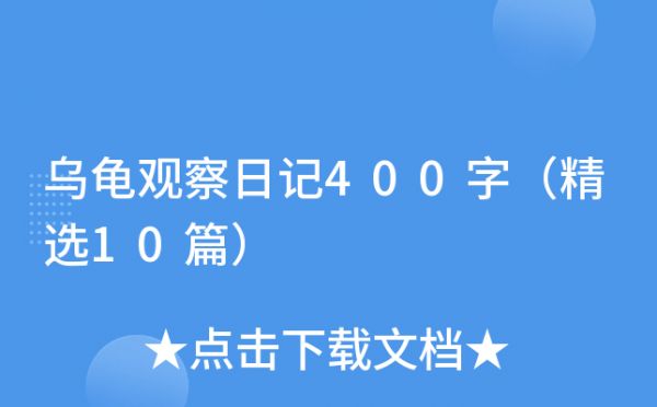 乌龟观察日记400字（精选10篇）