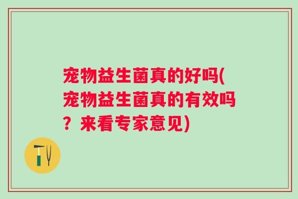 宠物益生菌真的好吗(宠物益生菌真的有效吗？来看专家意见)