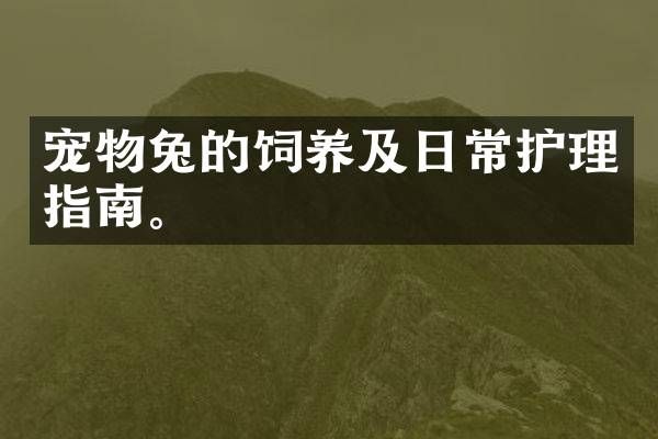 宠物兔的饲养及日常护理指南。
