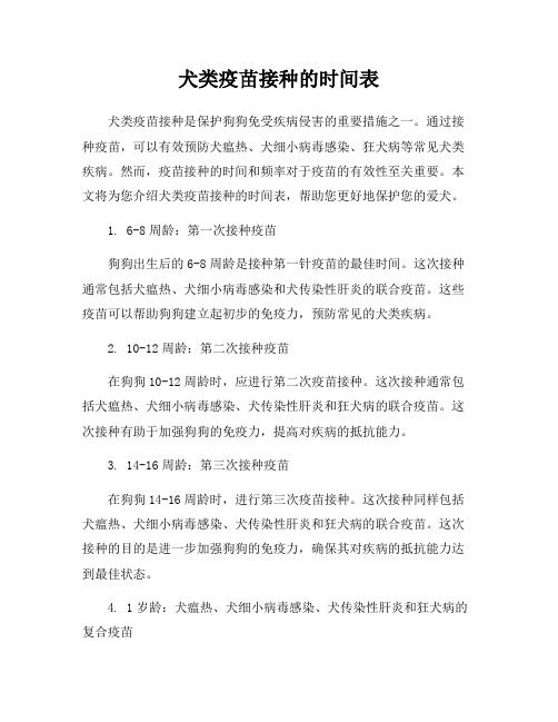 犬类疫苗接种的时间表