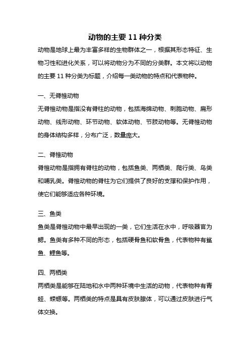 动物的主要11种分类