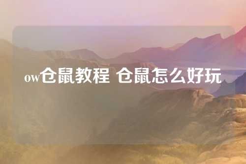 ow仓鼠教程 仓鼠怎么好玩 第1张