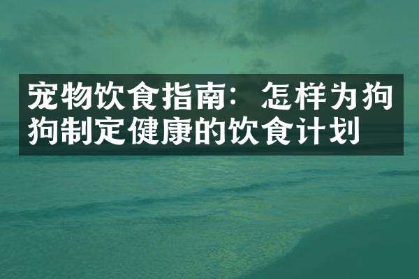 宠物饮食指南：怎样为狗狗制定健康的饮食计划
