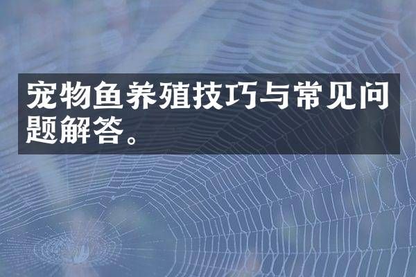 宠物鱼养殖技巧与常见问题解答。