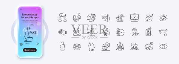 宠物护理，疫苗接种预约和面试文件线图标的web应用程序。象形图标矢量插画图片素材