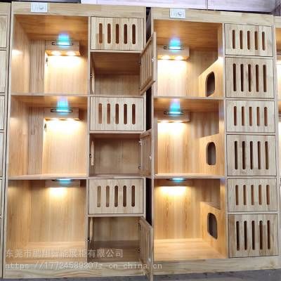 猫柜宠物店猫笼实木猫别墅寄养柜展示柜繁育笼定制