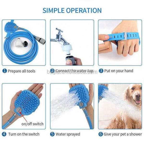 Adjustable Pet Bathing Tool Multi-Functional 2 in 1 Pet Dog Grooming Shower Sprayer Bath Brush