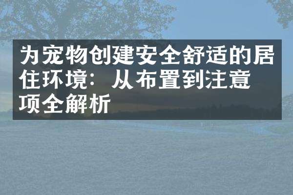 为宠物创建安全舒适的居住环境：从布置到注意事项全解析