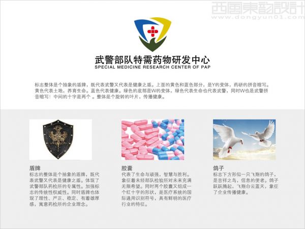 武警部队特需药物研发中心logo设计创意说明