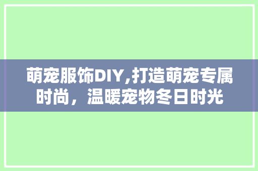 萌宠服饰DIY,打造萌宠专属时尚，温暖宠物冬日时光