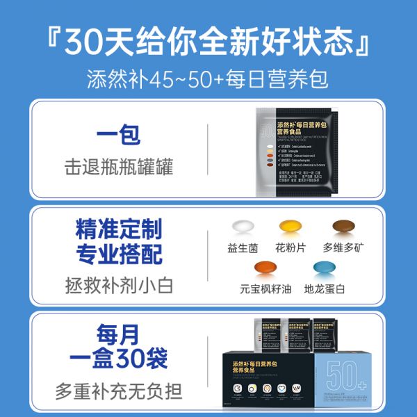 【若安好维生素58】肉类缺乏的维生素矿物质:乐泰添然补46-50+每日营养包男士复合综合维生素矿物质食品免疫力47304