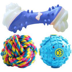 派乐特 Pai Le Te 宠物狗玩具 互动磨牙解闷耐咬狗玩具3件套颜色随机