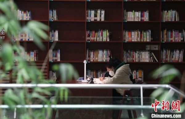 市民在图书馆内学习。　于晶 摄
