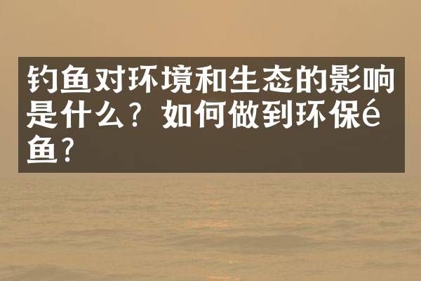 钓鱼对环境和生态的影响是什么？如何做到环保钓鱼？