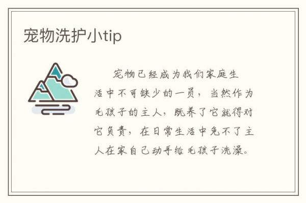 宠物洗护小tip