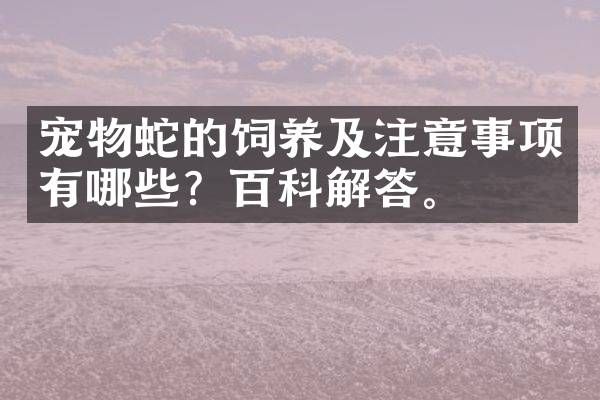 宠物蛇的饲养及注意事项有哪些？百科解答。
