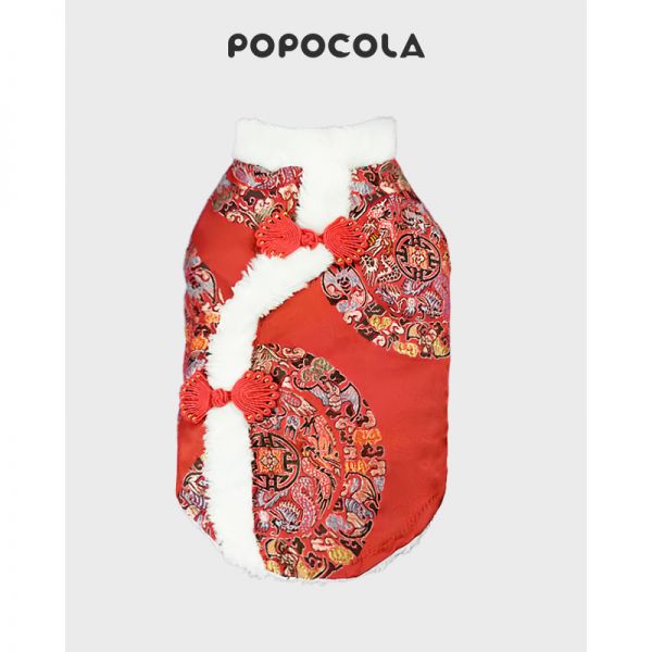 POPO新年狗狗柯基衣服秋冬款龙年过年喜庆中型犬冬季宠物拜年唐装