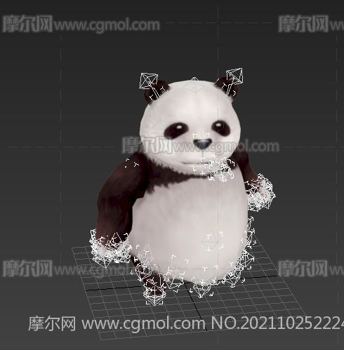 卡通熊猫宠物3D模型,MAX+FBX格式,FBX文件带绑定
