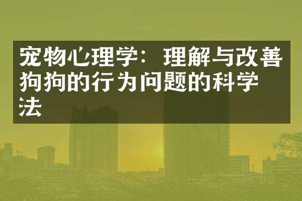 宠物心理学：理解与改善狗狗的行为问题的科学方法