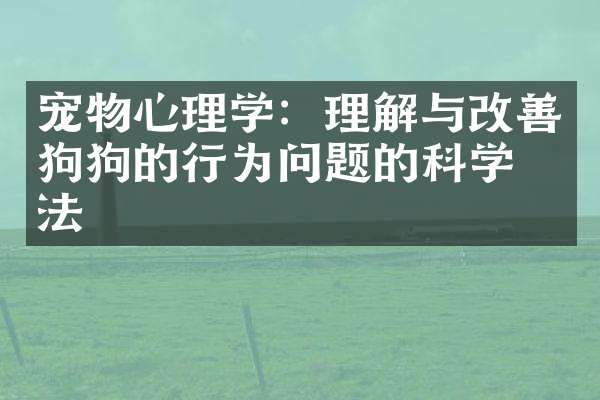 宠物心理学：理解与改善狗狗的行为问题的科学方法