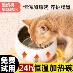 猫咪喝水恒温酸奶机狗狗宠物饮水器冬季全自动饮水机加热碗不锈钢