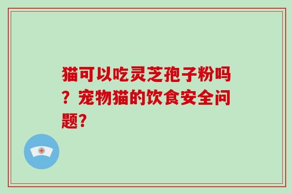 猫可以吃灵芝孢子粉吗？宠物猫的饮食安全问题？