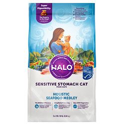 HALO 自然光环 全阶猫粮敏感肠胃海鲜低敏猫干粮10磅4.5kg