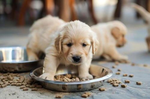 幼犬每日狗粮量适中，定时定量。