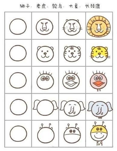 一个圆画出百种动物简笔画太全了吧学会这些教孩子不担心了