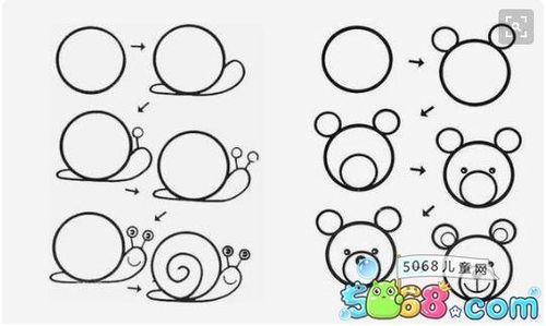 怎么用圆形画动物 10种动物简笔画教程分享5