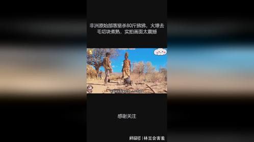 非洲原始部落猎杀80斤狒狒，火燎去毛切块煮熟，实拍画面太震撼