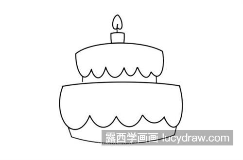 简单又漂亮生日蛋糕简笔画教程 带颜色生日蛋糕简笔画画法
